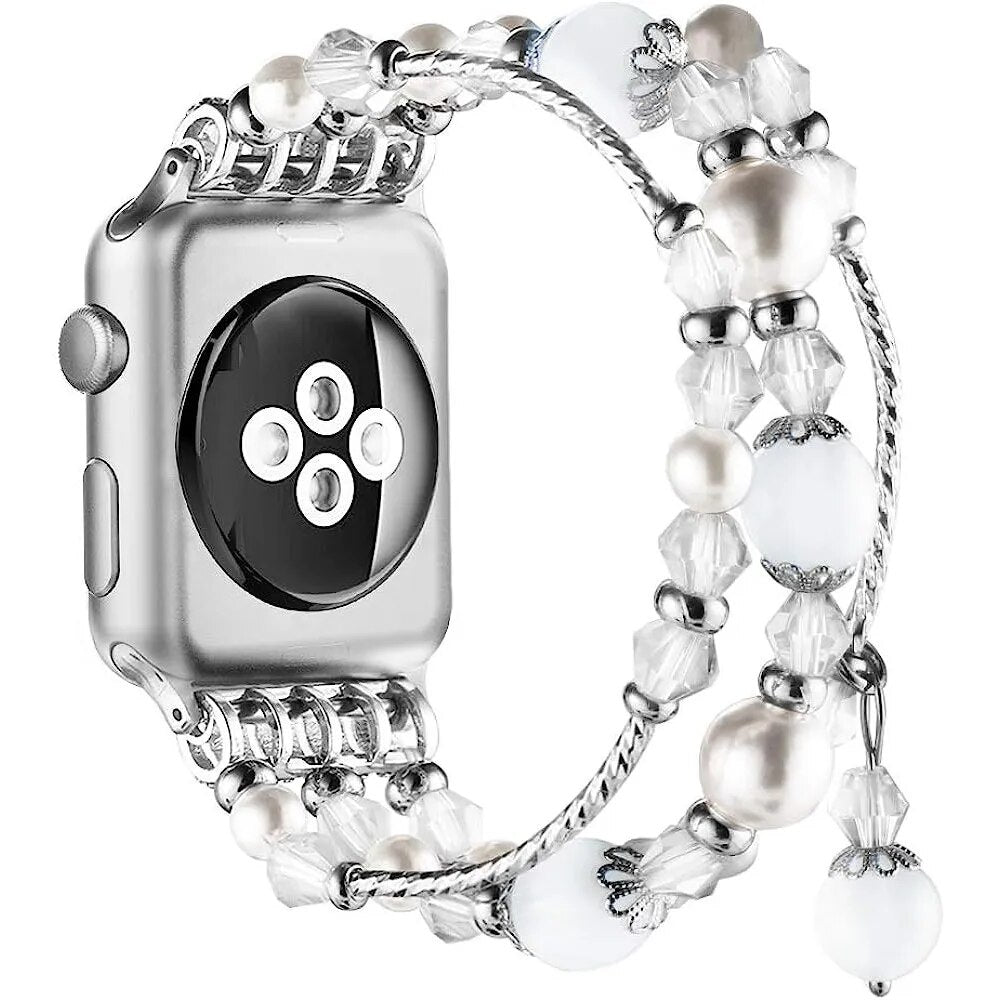Handmade Beaded Watch Band Bracelet for iOS Series 9 8 7 6 SE 5 Strap - Adore India   