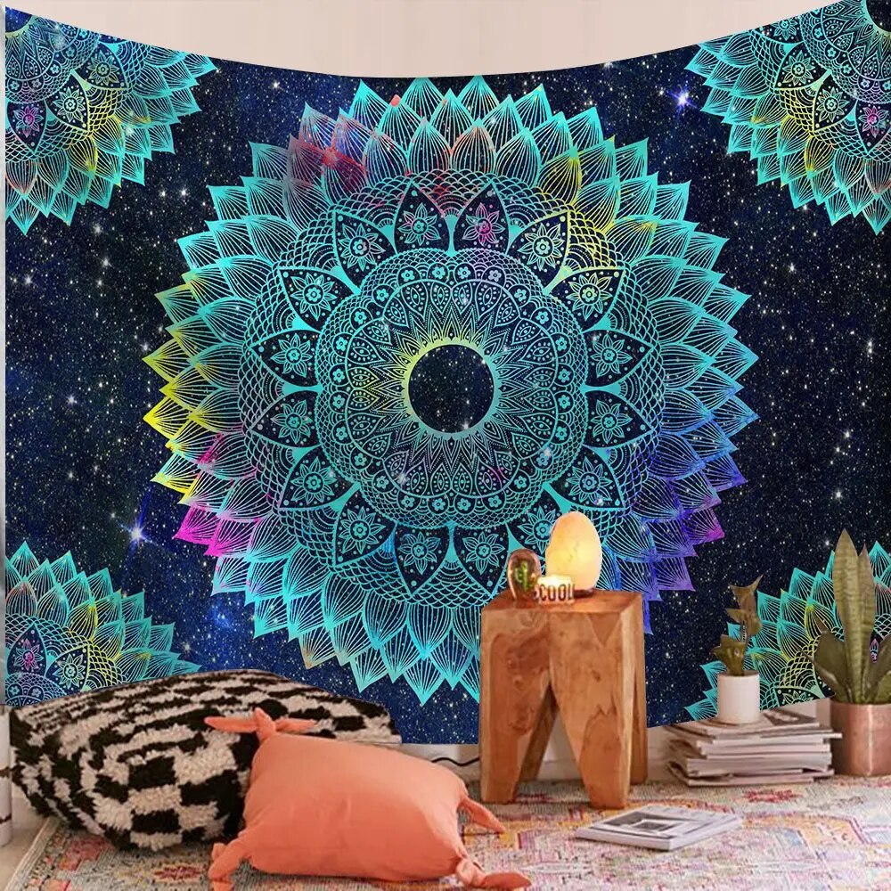 Indian Mandala Tapestry Space Psychedelic Wall Hanging Boho Decor - Adore India   