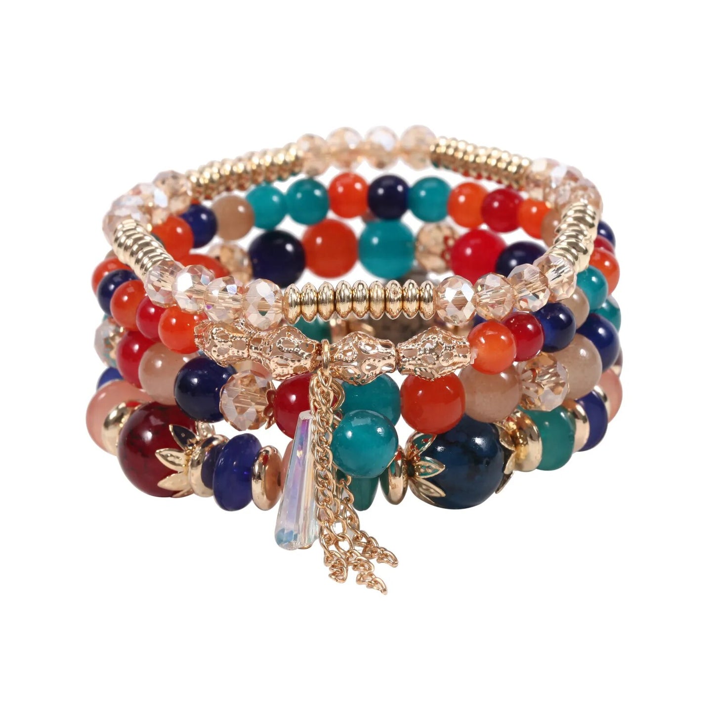 Bohemian Handmade Crystal Beaded Multi Colour Bracelet with Charm - Adore India   