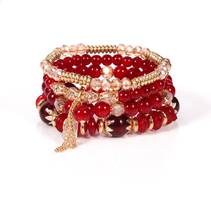 Bohemian Handmade Crystal Beaded Multi Colour Bracelet with Charm - Adore India   