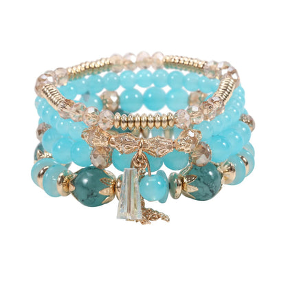 Bohemian Handmade Crystal Beaded Multi Colour Bracelet with Charm - Adore India   