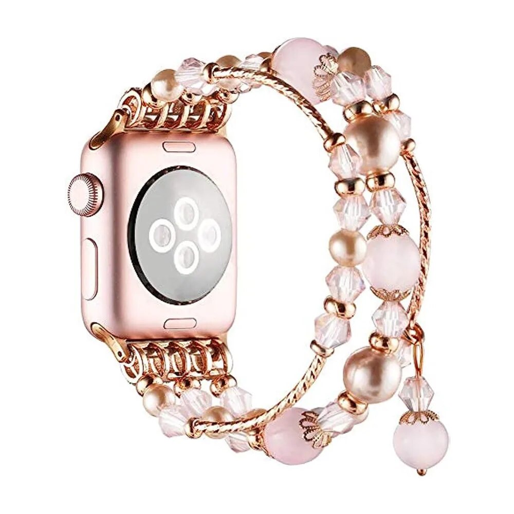Handmade Beaded Watch Band Bracelet for iOS Series 9 8 7 6 SE 5 Strap - Adore India   