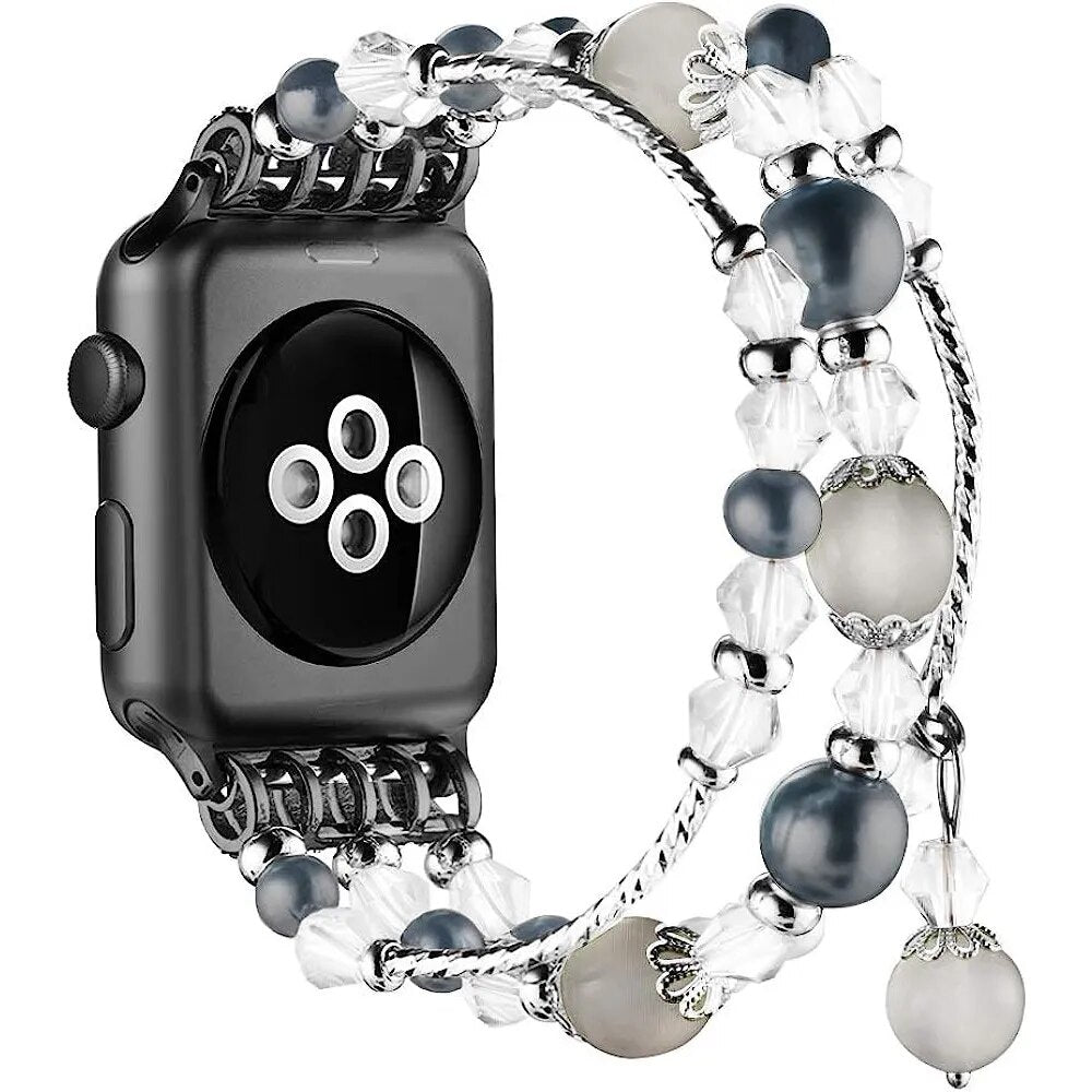 Handmade Beaded Watch Band Bracelet for iOS Series 9 8 7 6 SE 5 Strap - Adore India   