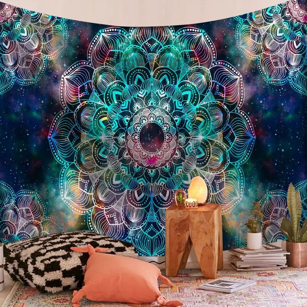 Indian Mandala Tapestry Galaxy Passion Psychedelic Wall Hanging Boho Decor - Adore India   