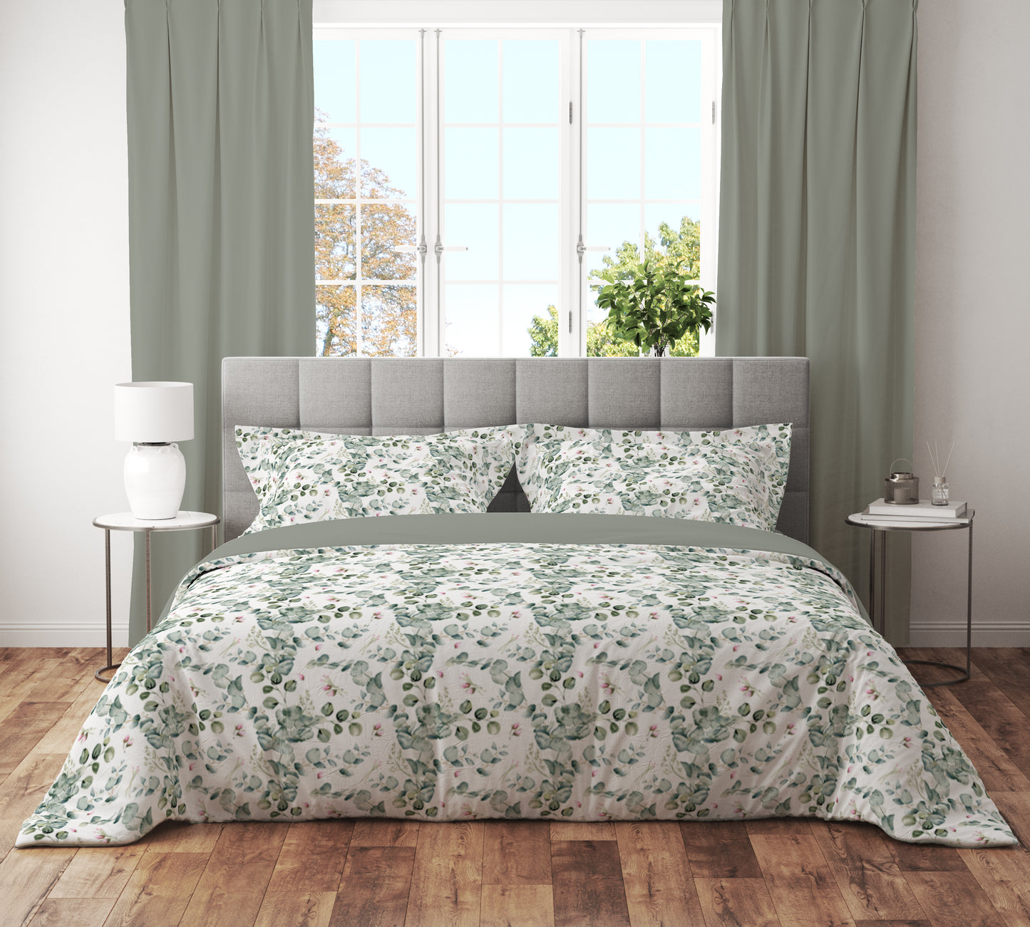  Bohemian Watercolor Leaves Quilt Cover Set - Serene Petals King Size - Adore India   