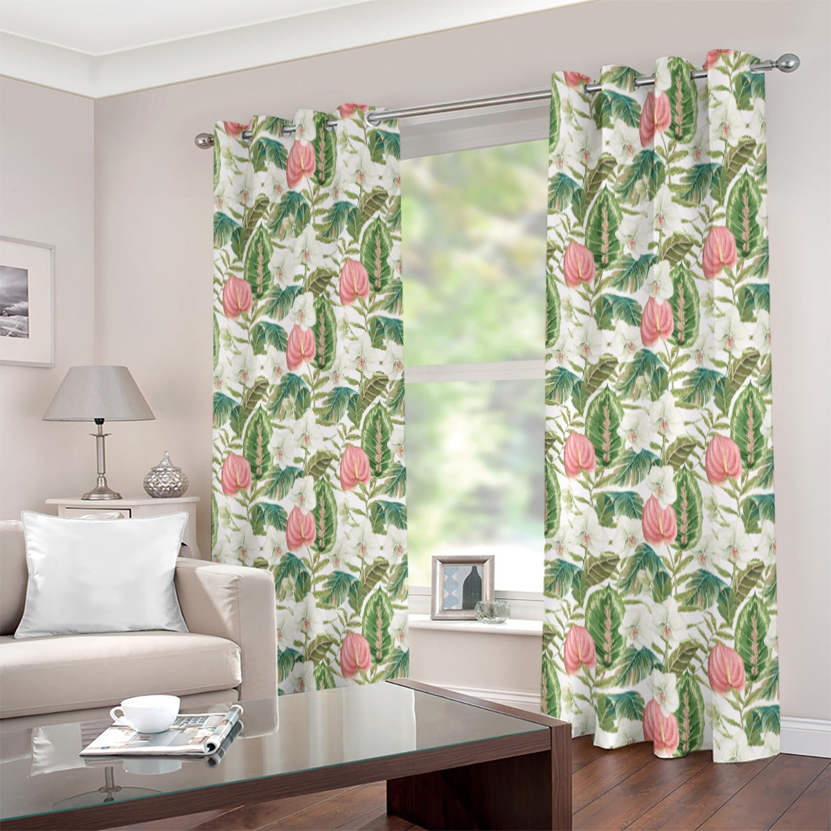 Topical Floral Printed Bohemian Style Eyelet Curtain - Adore India   
