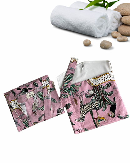 Beautiful Cotton Safari Animal Printed Pink Kimono Kaftan Bathrobe