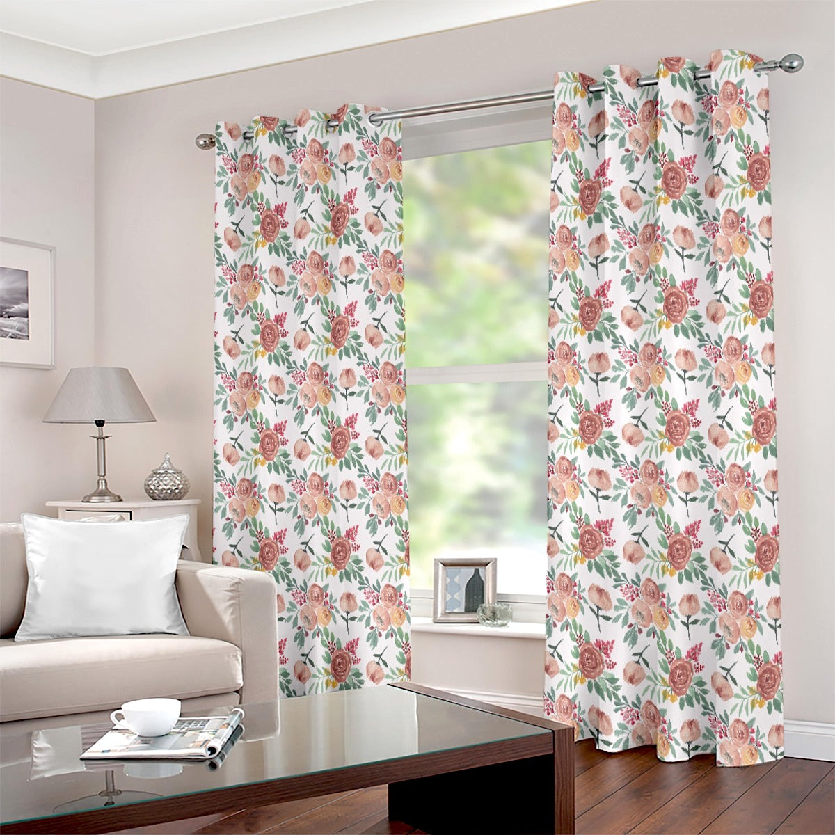 Water Colour Floral Printed Bohemian Eyelet Curtain - Adore India   