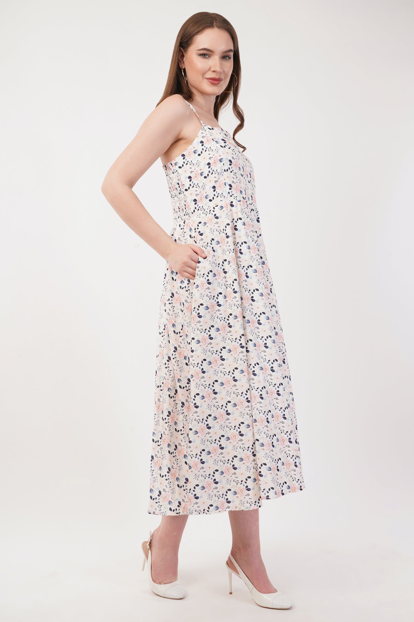 Winifred Floral Long Strap Cotton Long Maxi Summer Dress