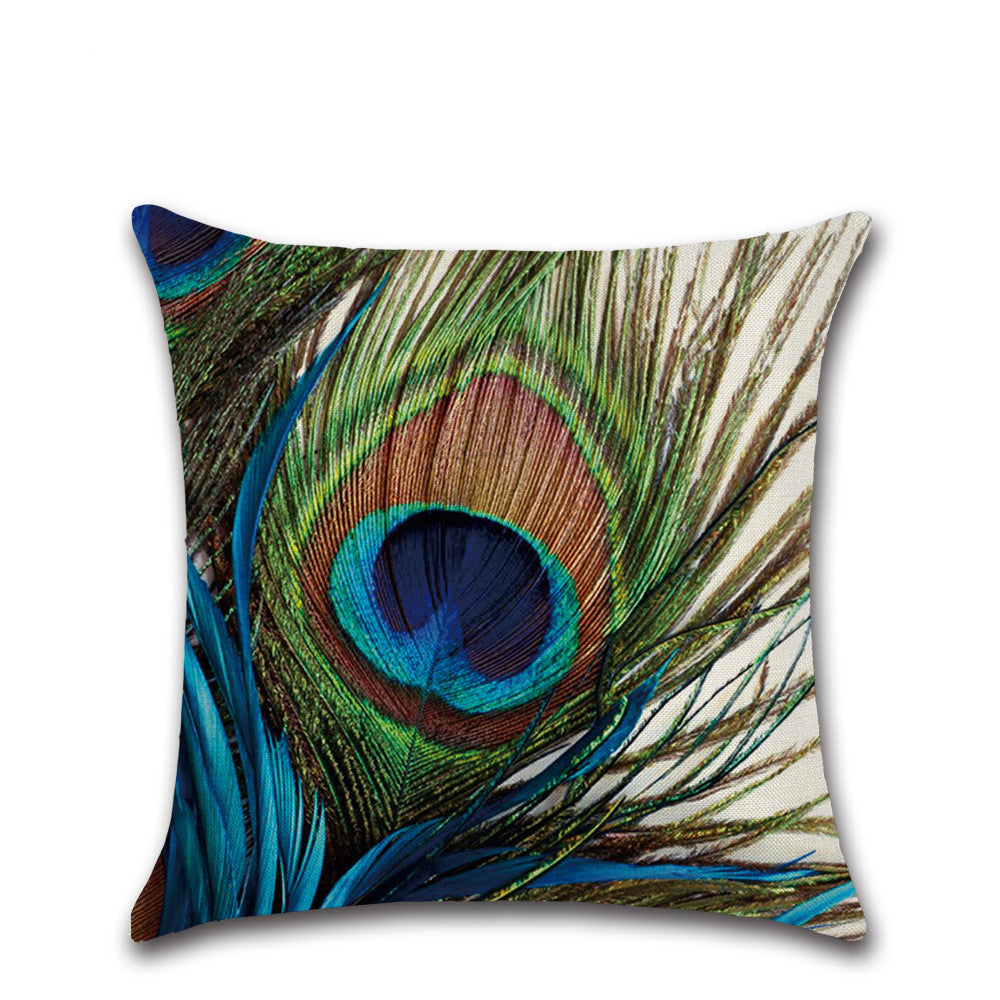 Peacock Printed Throw Pillow Case Cushion Cover - Adore India   