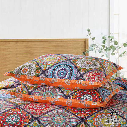 Bohemian Mandala Chakra Cotton 3 Piece Bedspread Embroidery Bedding Set - Adore India   