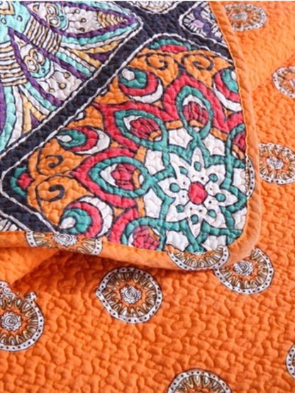 Bohemian Mandala Chakra Cotton 3 Piece Bedspread Embroidery Bedding Set - Adore India   