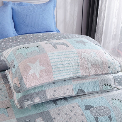 Animal Print Patchwork Cotton 3 Piece Bedspread Bedding Set Quilt - Adore India   