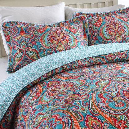 Bohemian Royal Multi Colour Cotton 3 Piece Bedspread Bedding Set - Adore India   