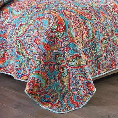 Bohemian Royal Multi Colour Cotton 3 Piece Bedspread Bedding Set - Adore India   