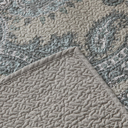 Bohemian Royal Beige Cotton 3 Piece Bedspread Embroidery Bedding Set - Adore India   