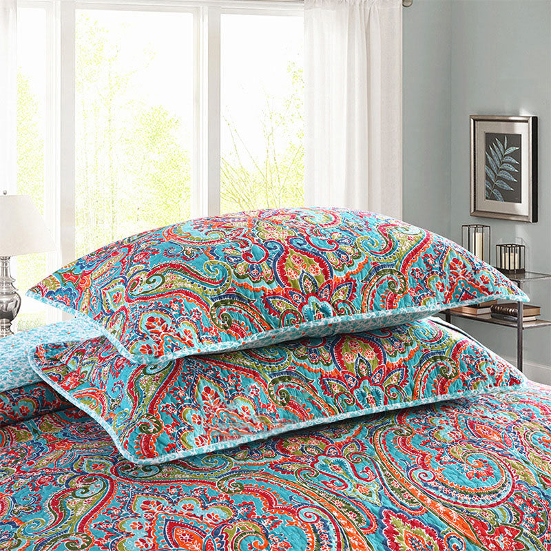 Bohemian Royal Multi Colour Cotton 3 Piece Bedspread Bedding Set - Adore India   