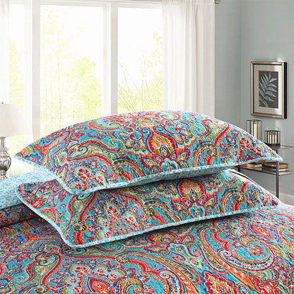 Bohemian Royal Multi Colour Cotton 3 Piece Bedspread Bedding Set - Adore India   