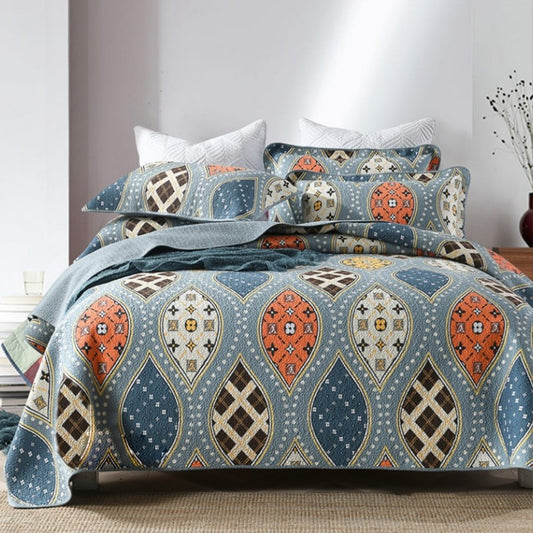 Bohemian Royal Cotton 3 Piece Bedspread Embroidery Bedding Set - Adore India   