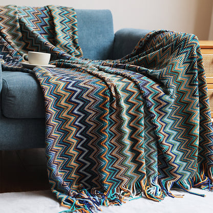 Bohemian Geometrical Zigzag Knitted Blanket Throw - Adore India   