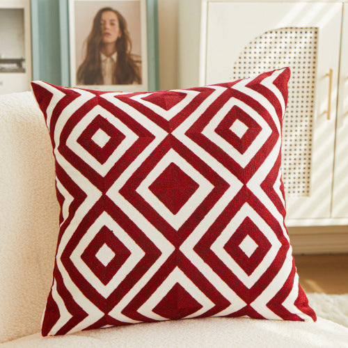 Embroidery Modern Geometrical Living Room Sofa Cushion Cover - Adore India   