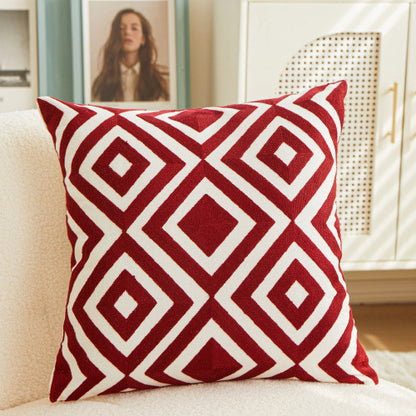 Embroidery Modern Geometrical Living Room Sofa Cushion Cover - Adore India   