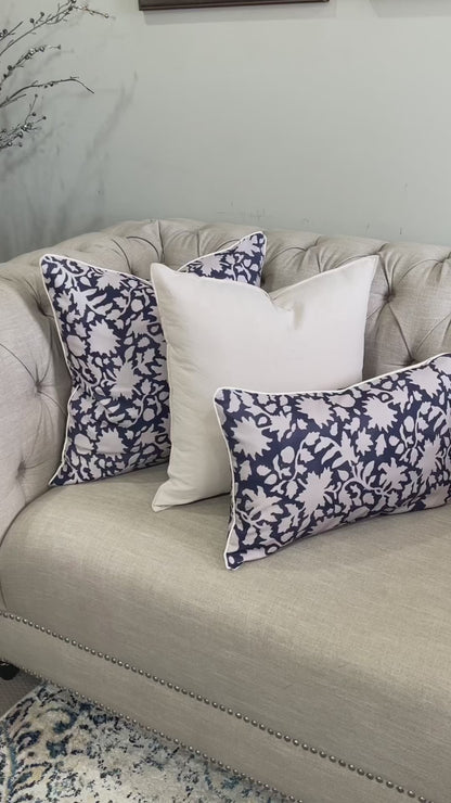 Vintage Dark Blue 3 Pcs Cushion Lumbar Pillow Set