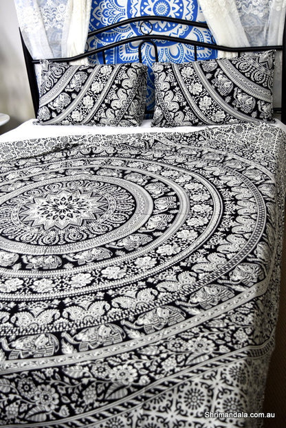 Good Luck Black Mandala Duvet Cover - Adore India   