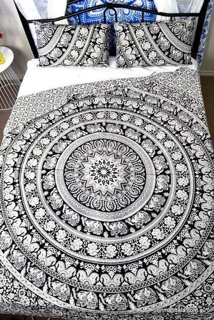 Good Luck Black Mandala Duvet Cover - Adore India   