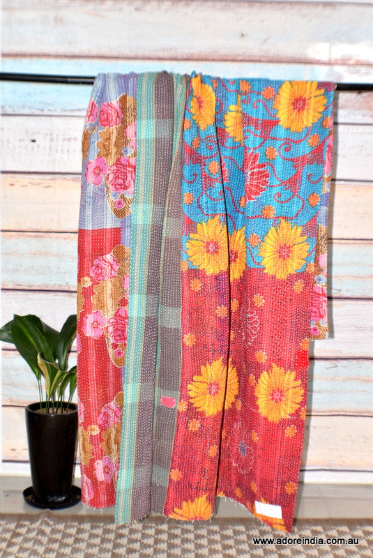 Vintage Kantha Throw- Parul - Adore India   