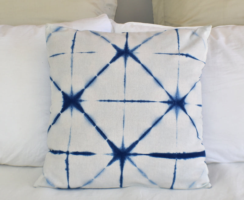 Hand Made Indigo Tie and Dye Orion Cushion Cover 40cms - Adore India   