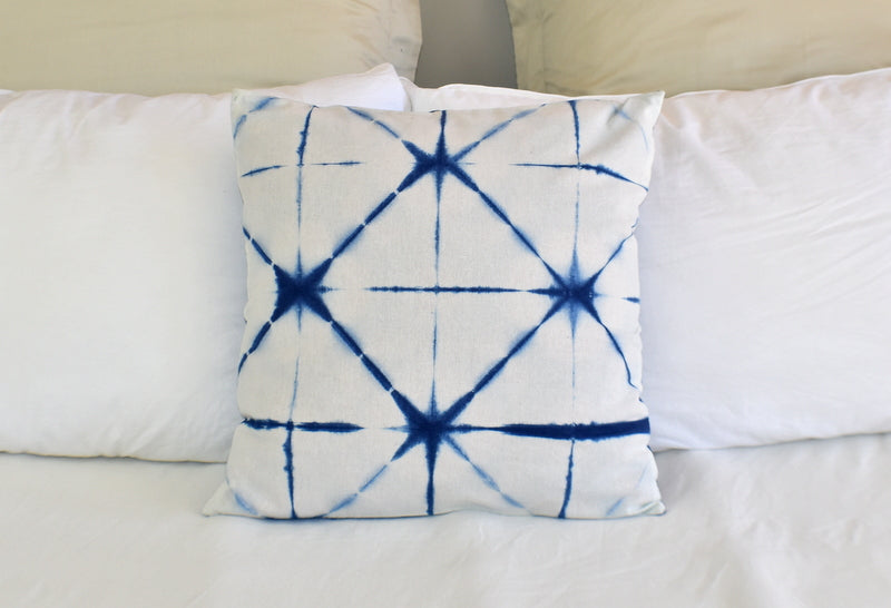 Hand Made Indigo Tie and Dye Orion Cushion Cover 40cms - Adore India   