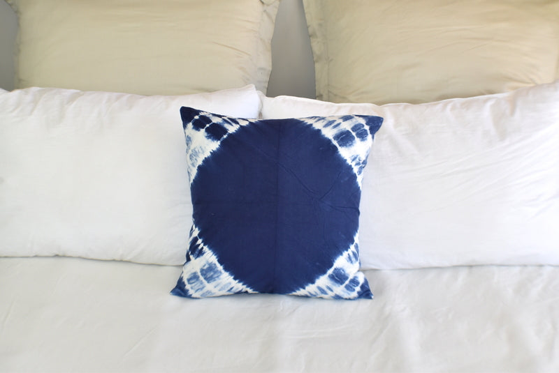 Hand Made Indigo Tie and Dye Moon Cushion Cover 40cms - Adore India   