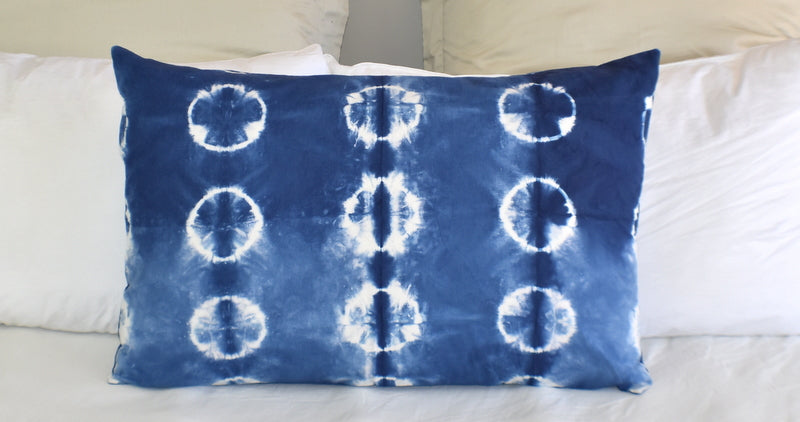 Hand Made Indigo Tie and Dye Dot Pillow Cover - Adore India   
