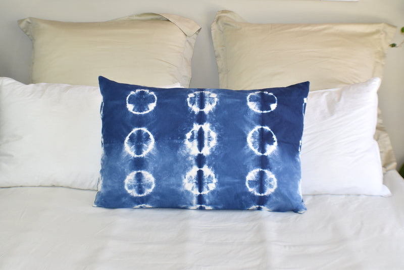 Hand Made Indigo Tie and Dye Dot Pillow Cover - Adore India   