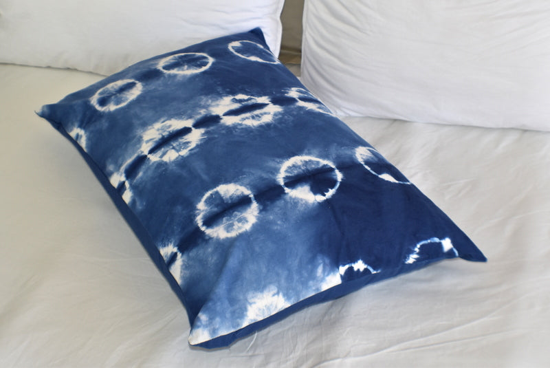 Hand Made Indigo Tie and Dye Dot Pillow Cover - Adore India   