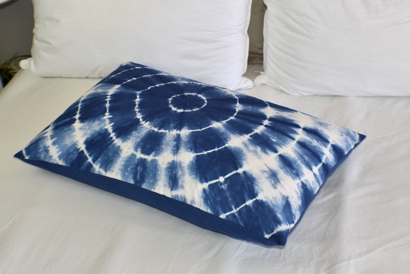 Hand Made Indigo Tie and Dye Circle Pillow Cover - Adore India   