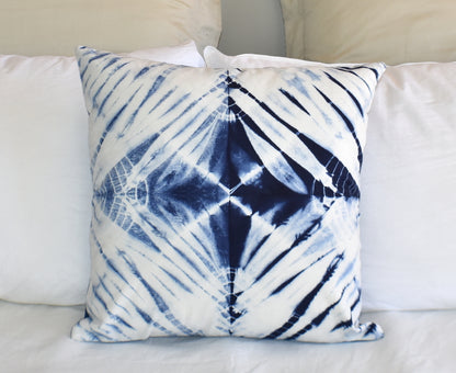 Hand Made Indigo Tie and Dye Star Cushion Cover 40cms - Adore India   