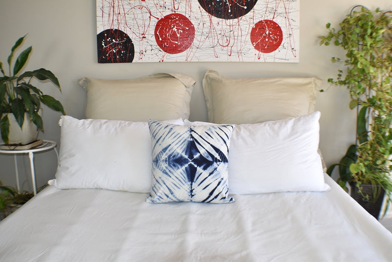 Hand Made Indigo Tie and Dye Star Cushion Cover 40cms - Adore India   
