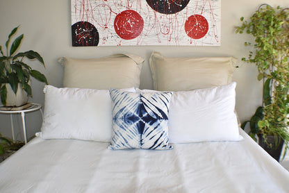 Hand Made Indigo Tie and Dye Star Cushion Cover 40cms - Adore India   