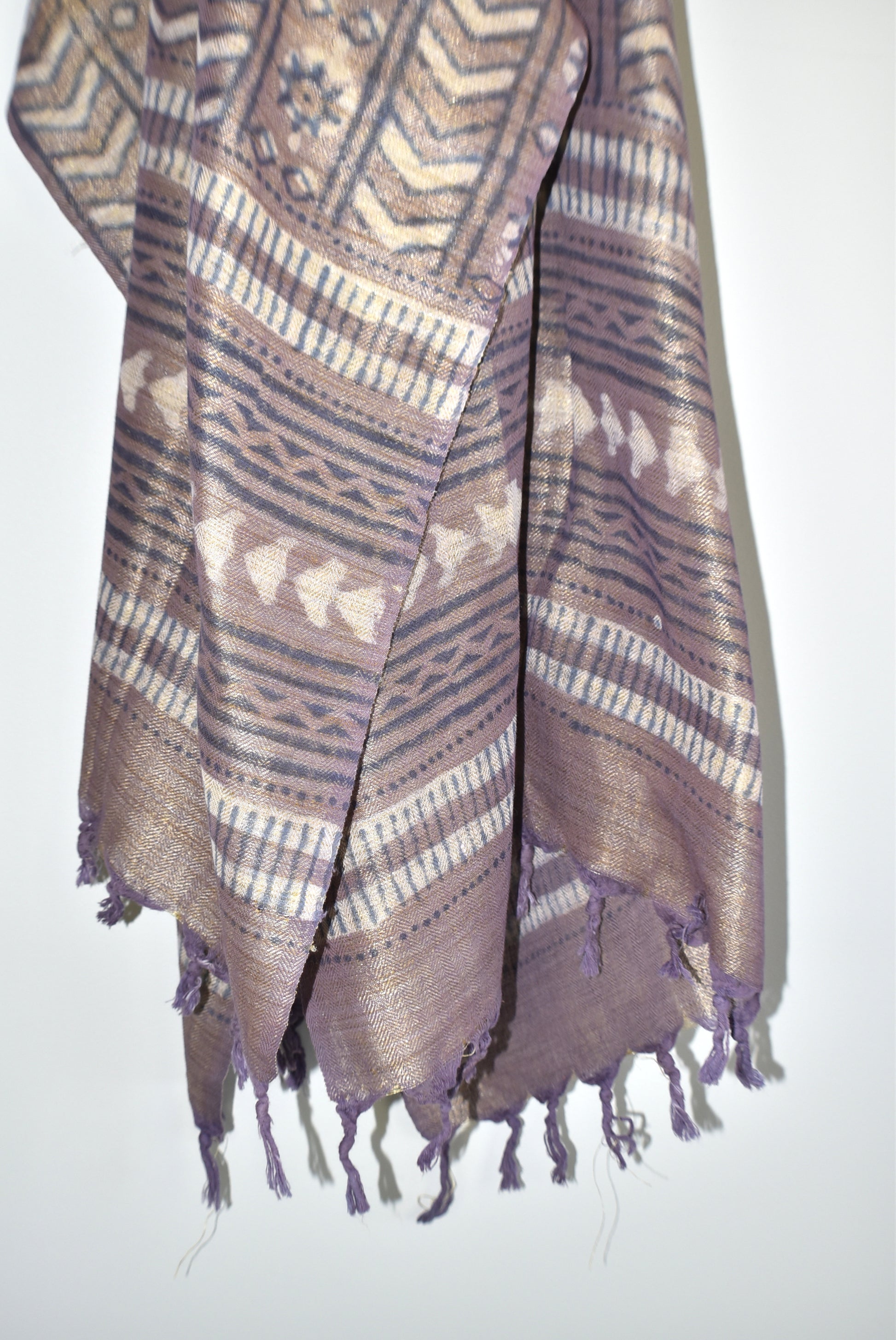 Eco Dye Brown Viscose Hand Dyed Printed Scarf - Adore India   