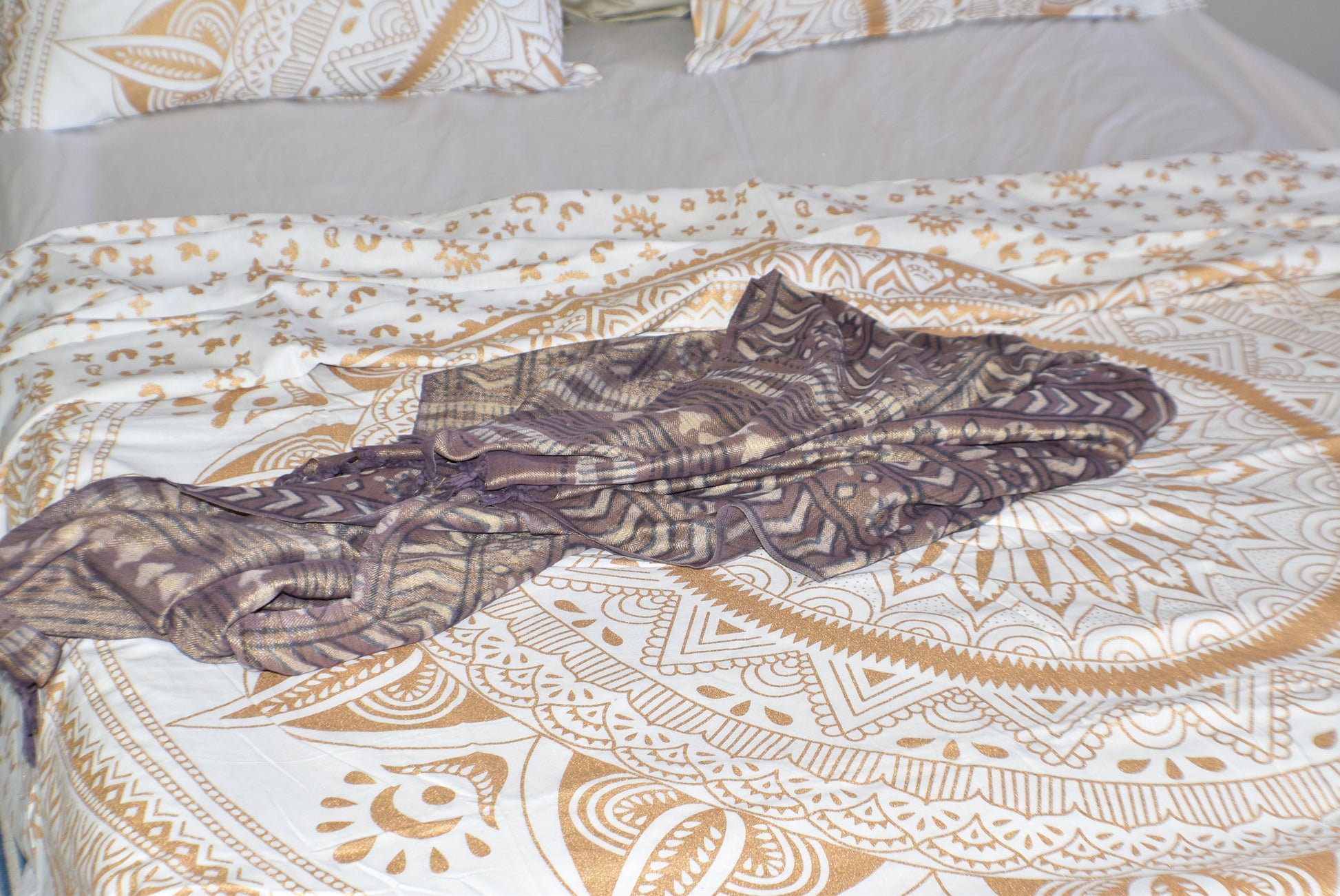 Eco Dye Brown Viscose Hand Dyed Printed Scarf - Adore India   