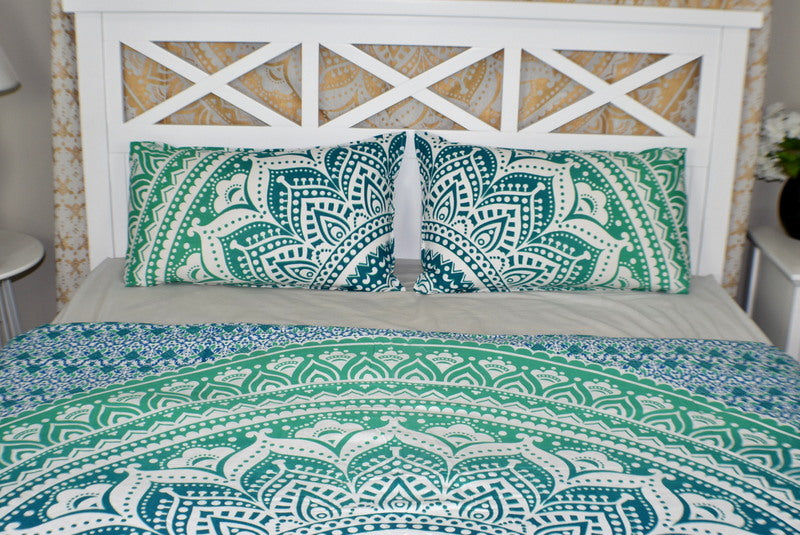 Star Turquoise Ombre Mandala Duvet Cover - Adore India   