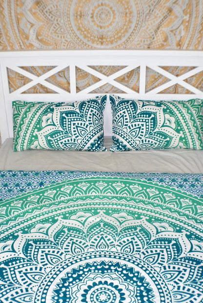 Star Turquoise Ombre Mandala Duvet Cover - Adore India   