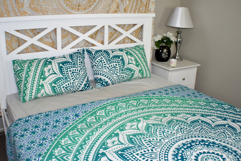 Star Turquoise Ombre Mandala Duvet Cover - Adore India   