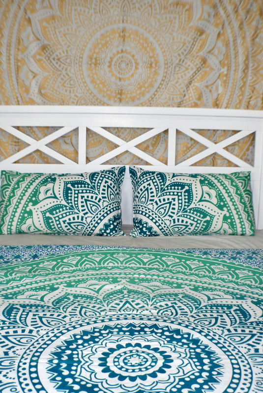 Star Turquoise Ombre Mandala Duvet Cover - Adore India   
