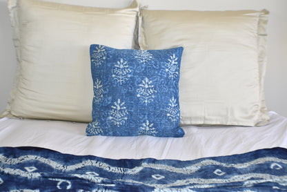 Indigo Booti Block Print Cotton Dari Cushion Cover 45cm - Adore India   