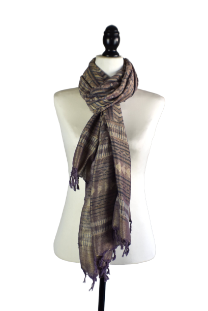 Eco Dye Brown Viscose Hand Dyed Printed Scarf - Adore India   