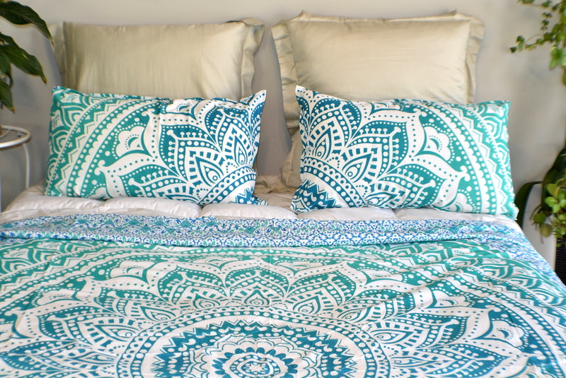 Star Turquoise Ombre Mandala Duvet Cover - Adore India   
