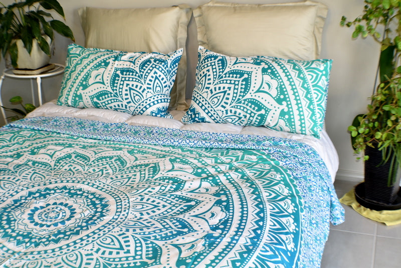 Star Turquoise Ombre Mandala Duvet Cover - Adore India   